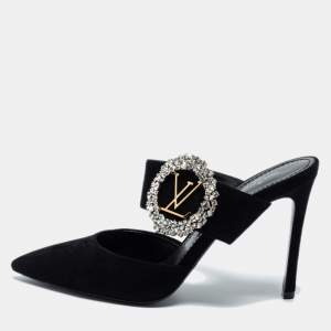 Louis Vuitton Black Suede Madeleine Pointed Toe Mules Size 39