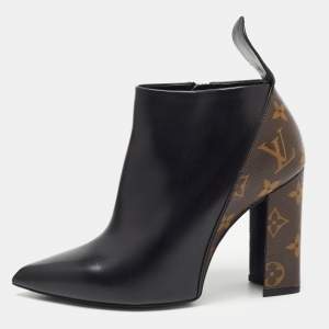 Louis Vuitton Black/Brown Monogram Canvas and Leather Rodeo Queen Ankle Boots Size 36