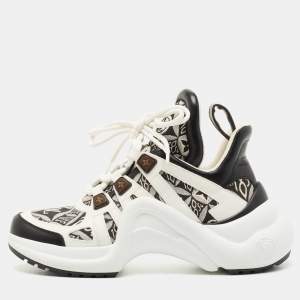 Pre Owned Louis Vuitton White/Black Canvas and Leather Archlight Sneakers Size 38
