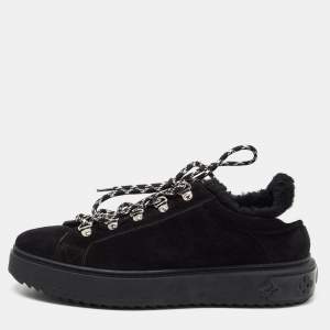 Louis Vuitton Black Suede Low Top Sneakers Size 40