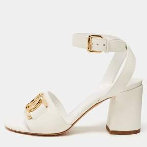 Louis Vuitton White Leather Ankle Strap Sandals Size 36
