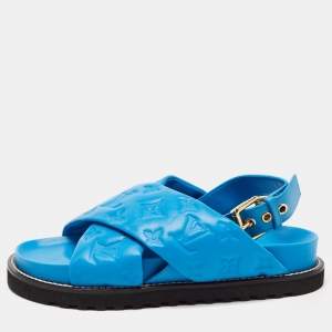 Louis Vuitton Blue Leather Paseo Confort Slingback Sandals Size 37