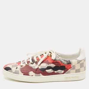 Louis Vuitton Multicolor Damier Azur Canvas And Leather Trim Overcloud Lace Up Sneakers Size 40