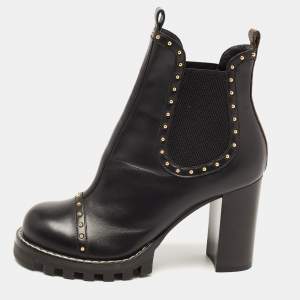Pre Owned Louis Vuitton Black Leather Studded Chelsea Boots Size 40