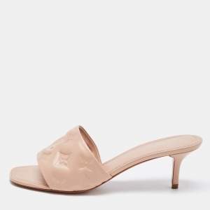 Louis Vuitton Beige Monogram Leather Revival Open Toe Slide Sandals Size 37