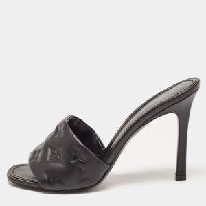 Louis Vuitton Black Monogram Leather Slides Size 39