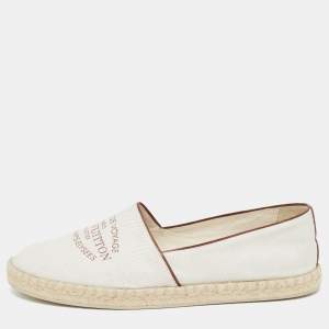 Louis Vuitton White Canvas and Leather Articles De Voyage Espadrille Flats Size 39