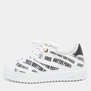 Louis Vuitton White/Black Leather Time Out Trainers Sneakers Size 38