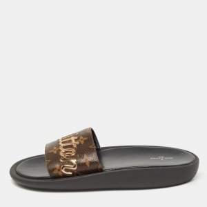 Louis Vuitton Brown Monogram Canvas Sunbath Flat Slides Size 41