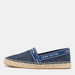 Louis Vuitton Blue Denim and Leather Espadrille Flats Size 37