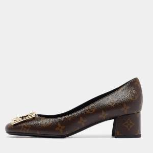 Pre Owned Louis Vuitton Brown Monogram Canvas Madeleine Pumps Size 38.5 