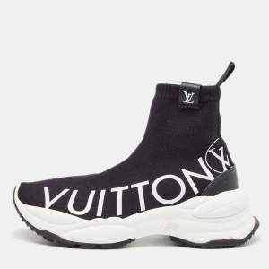 Louis Vuitton Black Knit Fabric Run 55 Sneakers Size 38.5