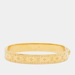 Louis Vuitton Crystal Monogram Nanogram Gold Tone Strass Cuff Bracelet M