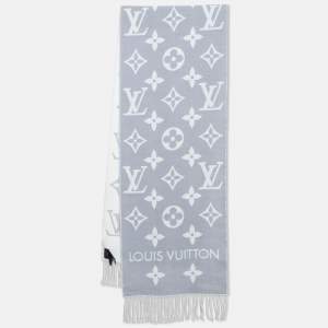 Pre Owned Louis Vuitton Grey Wool LV Essential Scarf