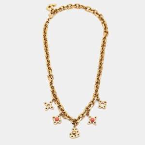 Louis Vuitton Hide and Seek Resin Gold Tone Necklace