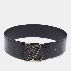 Louis Vuitton Black Electric Epi Leather LV Initiales Waist Belt 75CM