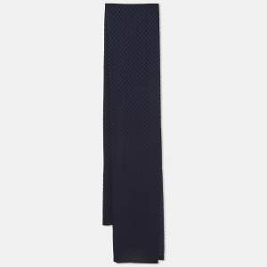 Louis Vuitton Navy Blue Damier  Patterned Cotton Blend Stole 