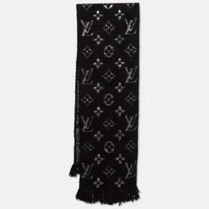 Pre Owned Louis Vuitton Black Logomania Shine Wool Scarf
