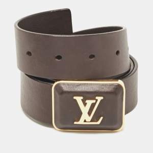 Louis Vuitton Brown Leather Buckle Belt 85 CM