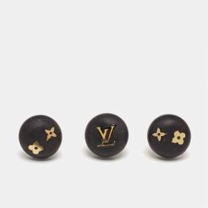 Pre Owned Louis Vuitton Silvania Tigerwood Monogram Set of 3 Stud Earrings