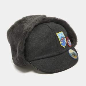 Louis Vuitton Grey Shearling Trim Wool Alps Trapper Hat Size 60