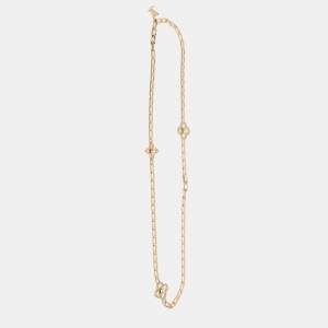 Pre Owned Louis Vuitton Gold Tone Flower Power Sautoir Chain Necklace
