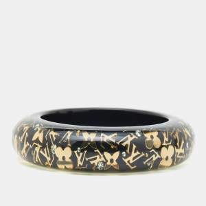 Pre Owned Louis Vuitton  Black LV Inclusion Resin Gold Tone Bracelet