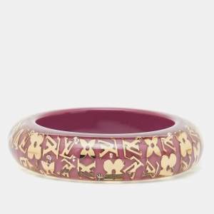 Pre Owned Louis Vuitton Resin Crystals LV Inclusion Gold Tone Bangle Bracelet 