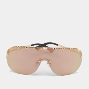 Louis Vuitton Black/Gold Tone Mirrored Rain Z2377E Shield Sunglasses