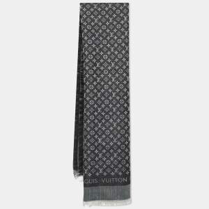 Louis Vuitton Black Monogram Silk & Wool Petit Louis Shawl