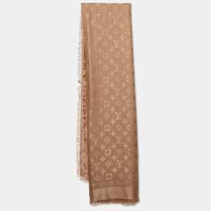 Louis Vuitton Cappuccino Monogram Silk & Wool Shawl 