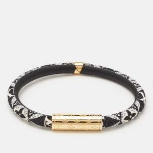 Louis Vuitton Daily Confidential Monogram Leather Gold Tone Bracelet