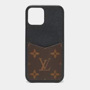 Louis Vuitton Black Leather and Monogram Canvas iPhone 12/12 Pro Case