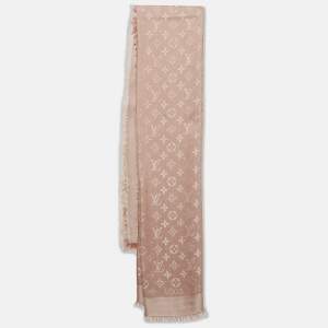 مملوكة مسبقًا Louis Vuitton Beige Silk Blend Classique Monogram Shawl