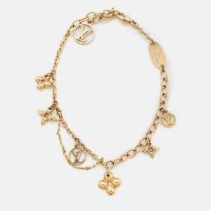 Louis Vuitton Blooming Supple Gold Tone Charm Bracelet