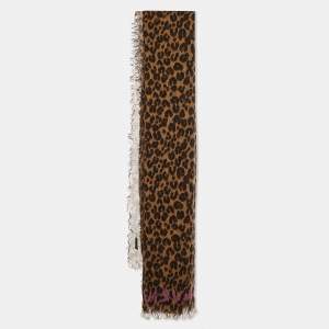 Louis Vuitton X Stephen Sprouse Brown Leopard Graffiti Print Cashmere & Silk Scarf