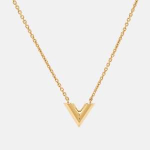 Pre Owned Louis Vuitton Essential V Gold Tone Necklace