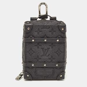 Pre Owned Louis Vuitton Black Monogram Taurillon Leather Soft Trunk Backpack Bag Charm