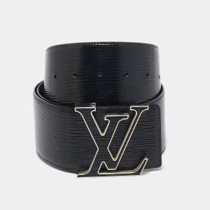 Louis Vuitton Black Electric Epi Leather LV Initiales Waist Belt 85CM
