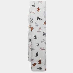 Louis Vuitton White Animal Print Silk and Wool Shawl 