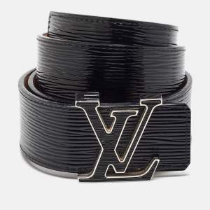 Louis Vuitton Black Electric Epi Leather LV Initiales Waist Belt 80CM
