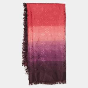 Pre Owned وشاح لوي فيتون مونوغرامي بلوريغرام وردي وأرجواني