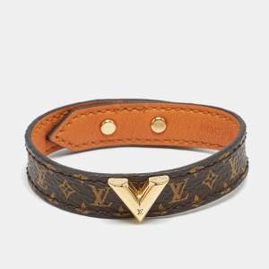 Louis Vuitton Essential V Monogram Canvas Gold Tone Bracelet