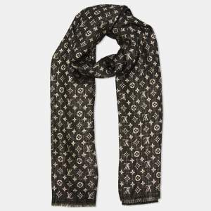 Pre Owned Louis Vuitton Black Monogram Silk So Glitter Stole