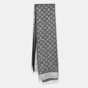 Louis Vuitton Grey/Black Monogram Wool/Silk Shine Shawl
