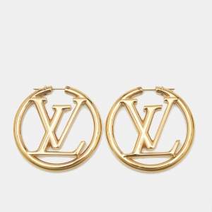 Louis Vuitton Louise Gold Tone Hoop Earrings