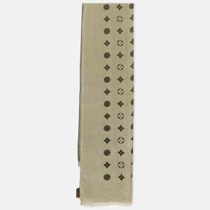 Louis Vuitton Black/Cream Monogram Silk Blend Stole