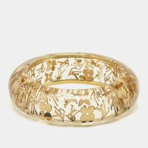Louis Vuitton Clear Resin Gold Tone Monogram Wide Inclusion Bangle Bracelet