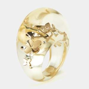Louis Vuitton Monogram Inclusion Clear Resin Gold Tone  Ring Size 50
