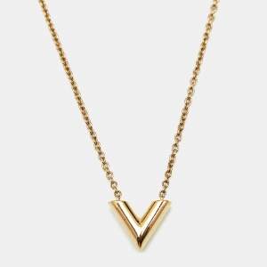 Louis Vuitton Essential V Gold Tone Necklace